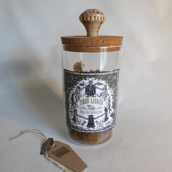NEW 9” APOTHECARY TOAD LICKER HALLOWEEN GLASS BOTTLE PROP ODDITY HARRY POTTER - Picture 1 of 8